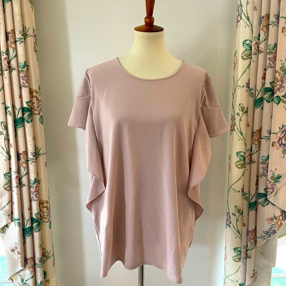 NWOT Blush Flutter Sleeve Blouse